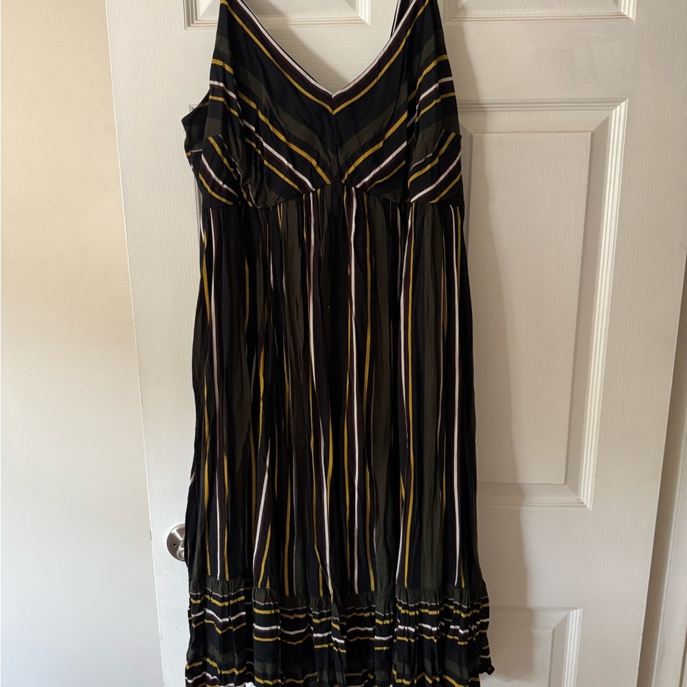Torrid Black and Yellow Striped Midi Dress